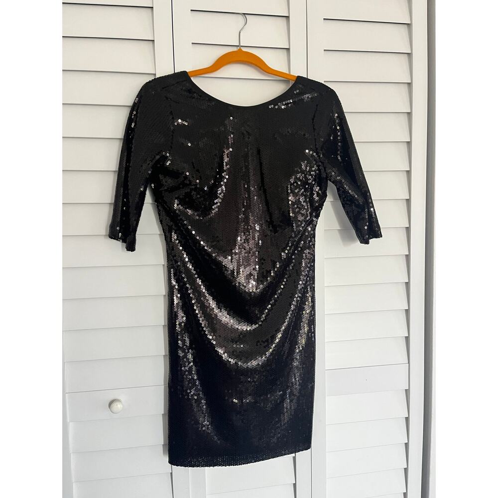 Black Sequin Open Back Walter Dress